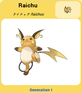 Pokémon GO::Items : Raichu-NO.026