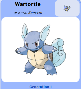 Pokémon GO::Items : Wartortle-NO.008
