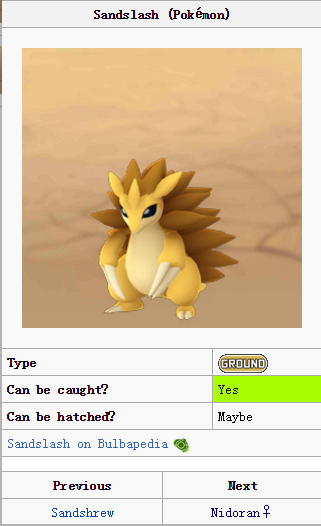 Pokémon GO::Items : Sandslash-NO.028