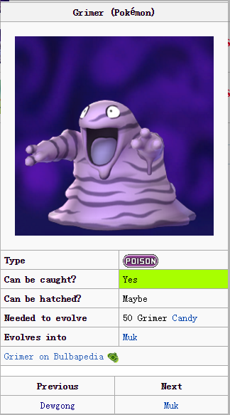 Pokémon GO::Items : Grimer-NO.088 = 4 Grimer CANDY