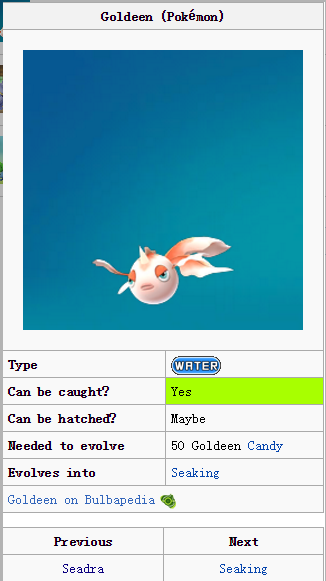 Pokémon GO::Items : Goldeen-NO.118 = 4 Goldeen CANDY