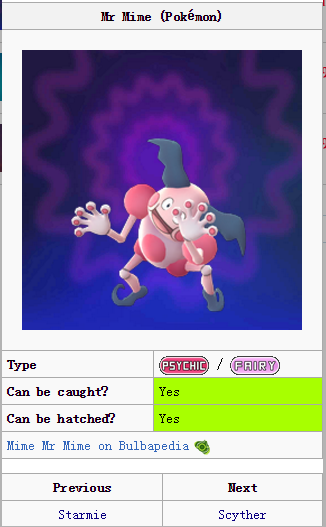 Pokémon GO::Items : Mr. Mime-NO.122