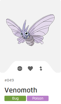 Pokémon GO::Items : Venomoth-NO.049 - IV 90%+