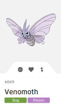 Pokémon GO::Items : Venomoth-NO.049 - IV 95%+