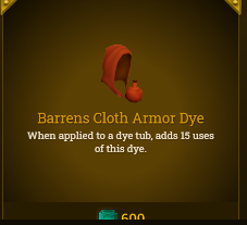 Legends of Aria::Items : Barrens Cloth Armor Dye