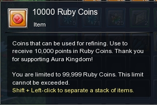 Aura Kingdom::Items : 10000 Ruby Coins (Gaia-FR)