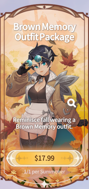 Summoners War Chronicles::Items : Brown Memory Outfit Package