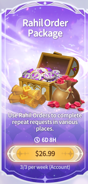 Summoners War Chronicles::Items : Rahil Order Package